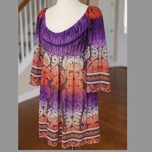 VINTAGE - Muse Colorful Sheer Boho Dress Size 12